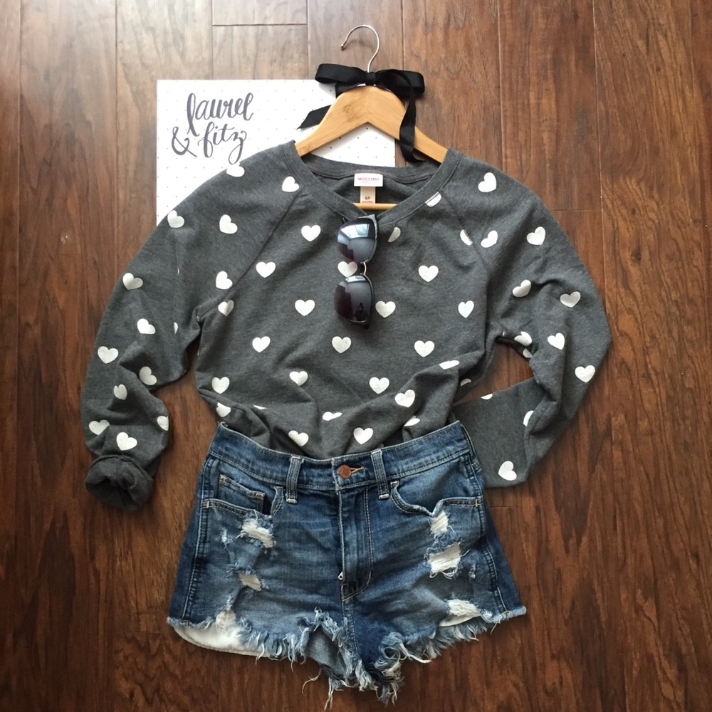 Heart Print Grey Crewneck